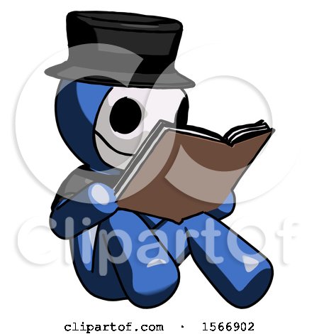 Blue Plague Doctor Man Reading Book While Sitting down by Leo Blanchette