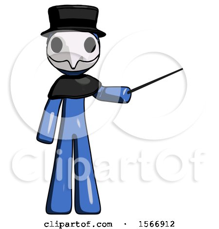 Blue Plague Doctor Man Teacher or Conductor with Stick or Baton Directing by Leo Blanchette