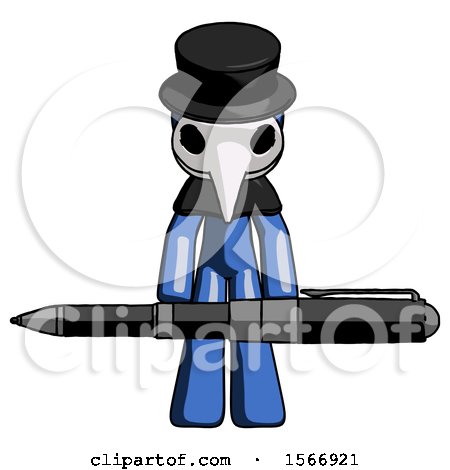 Blue Plague Doctor Man Weightlifting a Giant Pen by Leo Blanchette