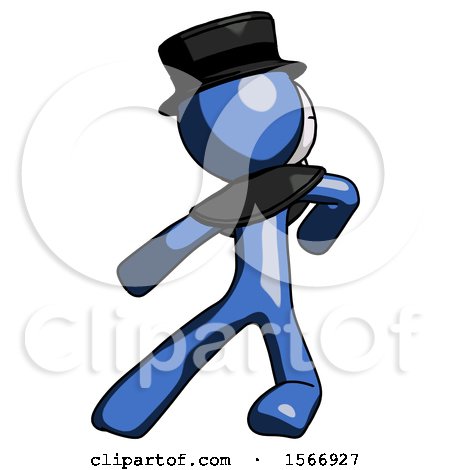 Blue Plague Doctor Man Karate Defense Pose Left by Leo Blanchette