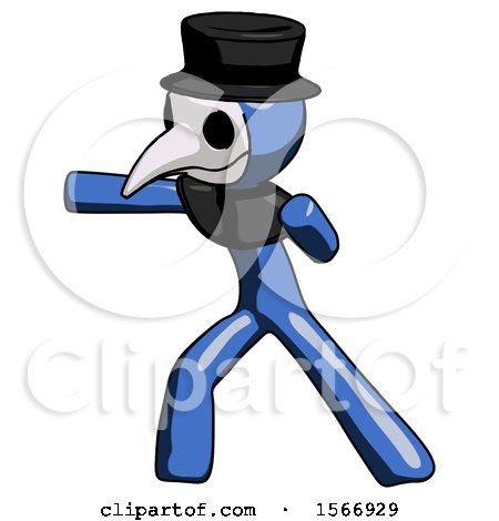 Blue Plague Doctor Man Martial Arts Punch Left by Leo Blanchette