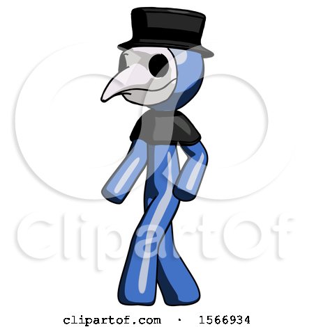 Blue Plague Doctor Man Man Walking Turned Left Front View by Leo Blanchette
