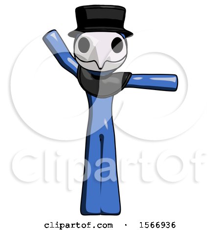 Blue Plague Doctor Man Directing Traffic Right by Leo Blanchette