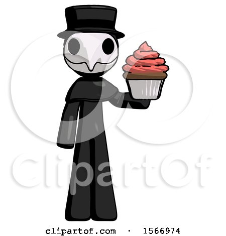Black Plague Doctor Man Presenting Pink Cupcake to Viewer by Leo Blanchette