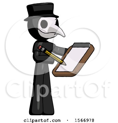 Black Plague Doctor Man Using Clipboard and Pencil by Leo Blanchette
