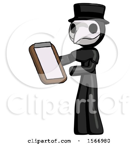 Black Plague Doctor Man Reviewing Stuff on Clipboard by Leo Blanchette