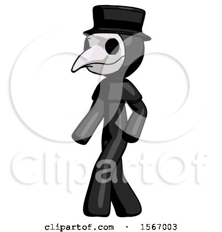 Black Plague Doctor Man Man Walking Turned Left Front View by Leo Blanchette
