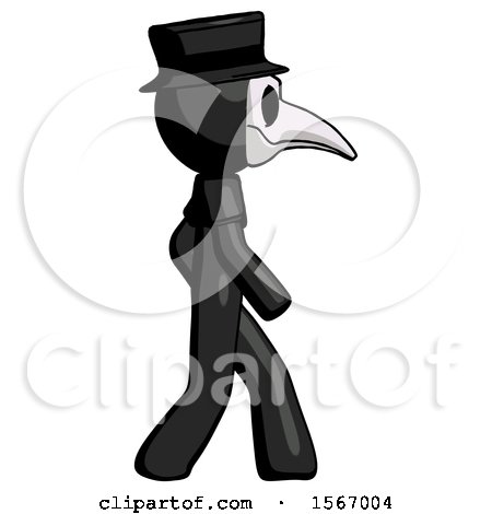 Black Plague Doctor Man Walking Right Side View by Leo Blanchette