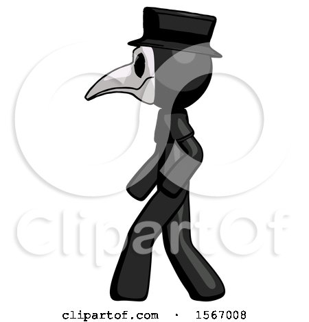 Black Plague Doctor Man Walking Left Side View by Leo Blanchette