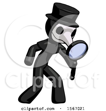 Black Plague Doctor Man Inspecting with Large Magnifying Glass Right by Leo Blanchette