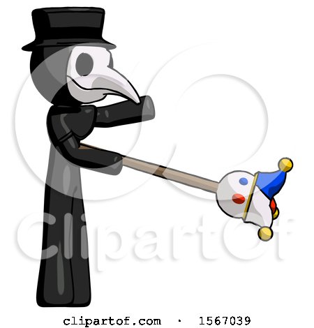 Black Plague Doctor Man Holding Jesterstaff - I Dub Thee Foolish Concept by Leo Blanchette