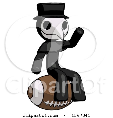 Black Plague Doctor Man Sitting on Giant Football by Leo Blanchette