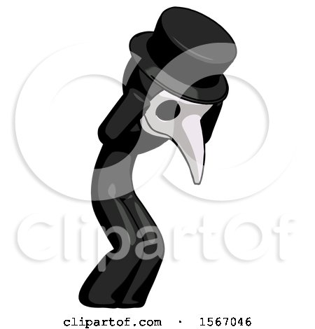 Black Plague Doctor Man with Headache or Covering Ears Turned to His Right by Leo Blanchette