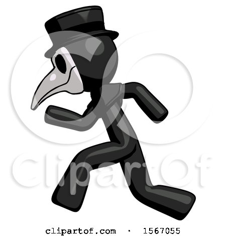 Black Plague Doctor Man Running Fast Left by Leo Blanchette
