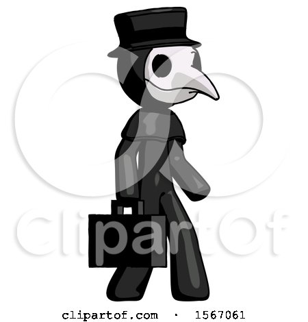 Black Plague Doctor Man Walking with Briefcase to the Right by Leo Blanchette