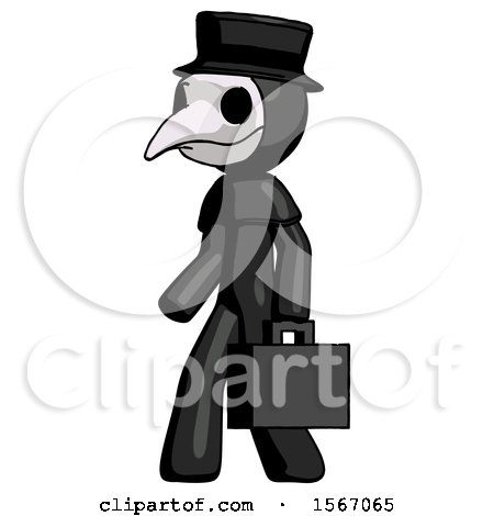Black Plague Doctor Man Walking with Briefcase to the Left by Leo Blanchette