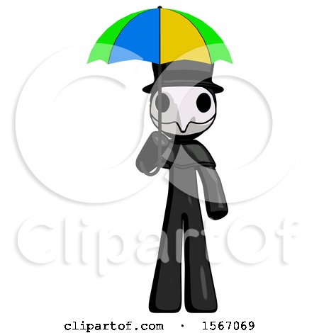 Black Plague Doctor Man Holding Umbrella Rainbow Colored by Leo Blanchette