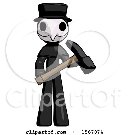 Black Plague Doctor Man Holding Hammer Ready to Work by Leo Blanchette