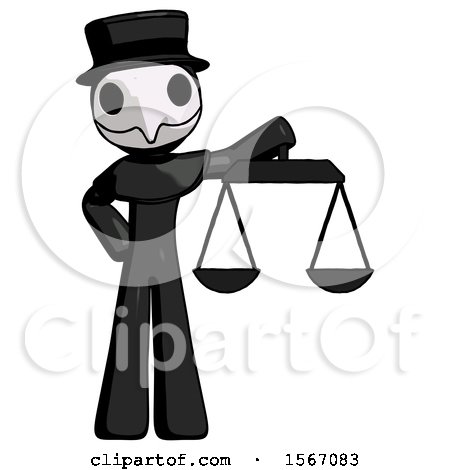 Black Plague Doctor Man Holding Scales of Justice by Leo Blanchette