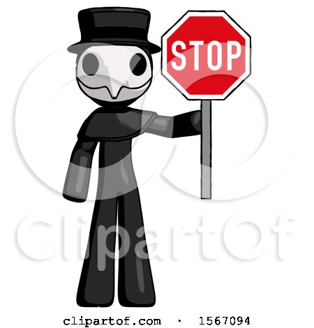 Black Plague Doctor Man Holding Stop Sign by Leo Blanchette