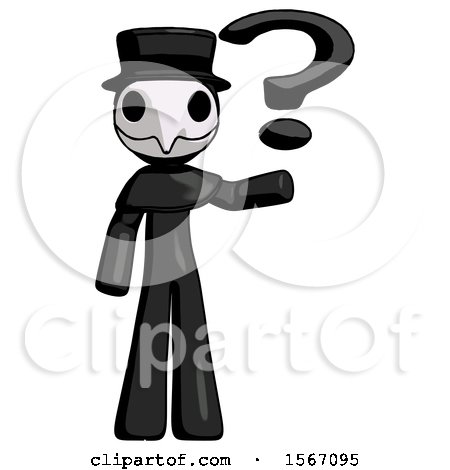 Black Plague Doctor Man Holding Question Mark to Right by Leo Blanchette