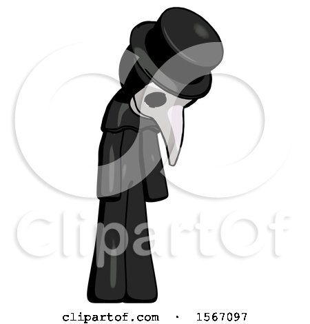 Black Plague Doctor Man Depressed with Head down Turned Right by Leo Blanchette