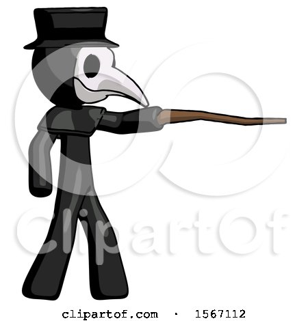 Black Plague Doctor Man Pointing with Hiking Stick by Leo Blanchette