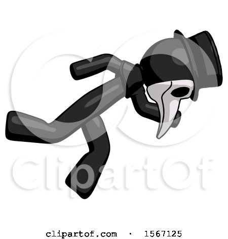 Black Plague Doctor Man Running While Falling down by Leo Blanchette