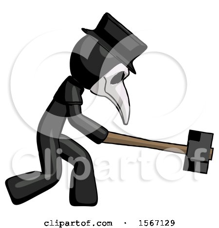 Black Plague Doctor Man Hitting with Sledgehammer, or Smashing Something by Leo Blanchette