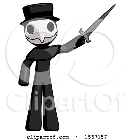 Black Plague Doctor Man Holding Sword in the Air Victoriously by Leo Blanchette