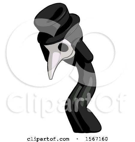 Black Plague Doctor Man with Headache or Covering Ears Turned to His Left by Leo Blanchette