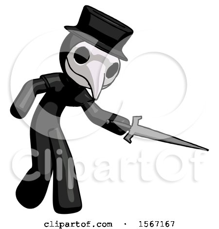 Black Plague Doctor Man Sword Pose Stabbing or Jabbing by Leo Blanchette