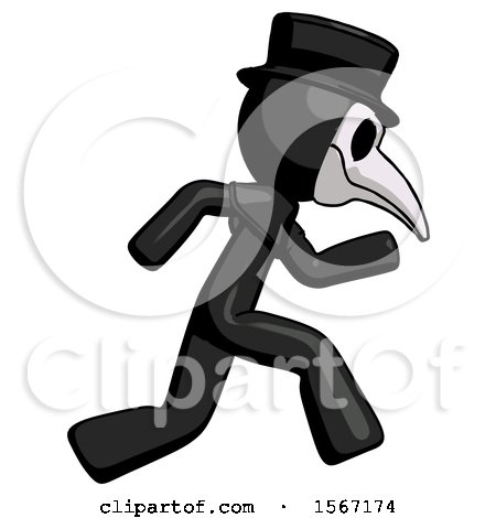 Black Plague Doctor Man Running Fast Right by Leo Blanchette