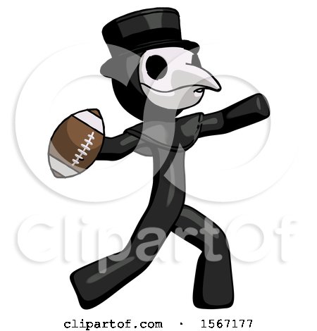 Black Plague Doctor Man Throwing Football by Leo Blanchette