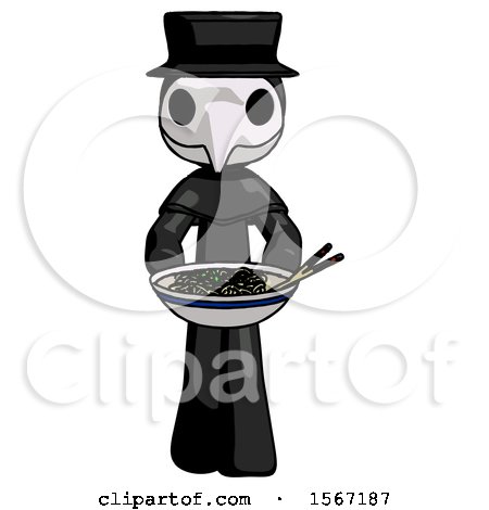 Black Plague Doctor Man Serving or Presenting Noodles by Leo Blanchette