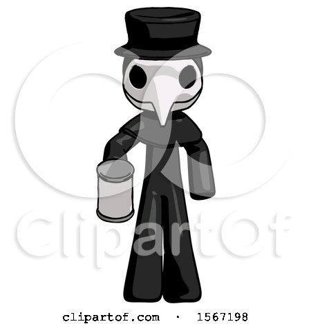 Black Plague Doctor Man Begger Holding Can Begging or Asking for Charity by Leo Blanchette