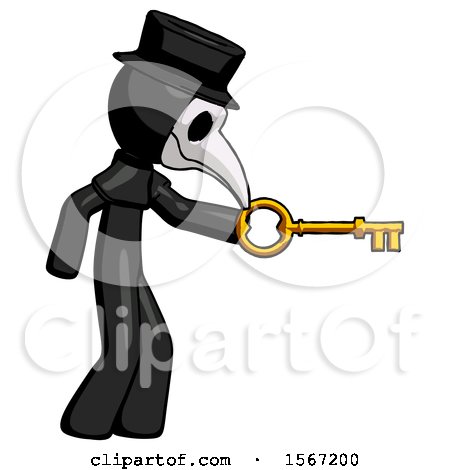 Black Plague Doctor Man with Big Key of Gold Opening Something by Leo Blanchette