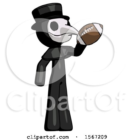 Black Plague Doctor Man Holding Football up by Leo Blanchette