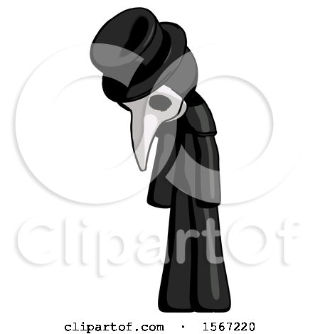 Black Plague Doctor Man Depressed with Head down Turned Left by Leo Blanchette