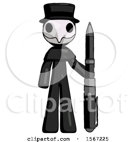 Black Plague Doctor Man Holding Large Pen by Leo Blanchette
