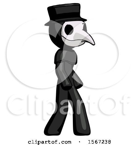 Black Plague Doctor Man Walking Turned Right Front View by Leo Blanchette