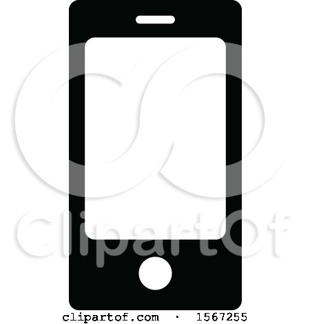 Clipart of a Black and White Cell Phone Icon - Royalty Free Vector Illustration by dero