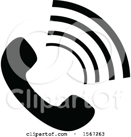 Clipart of a Black and White Phone Icon - Royalty Free Vector Illustration by dero