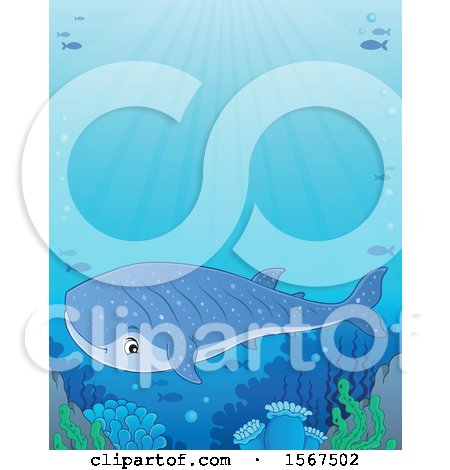 Clipart of a Swimming Whale Shark - Royalty Free Vector Illustration by visekart
