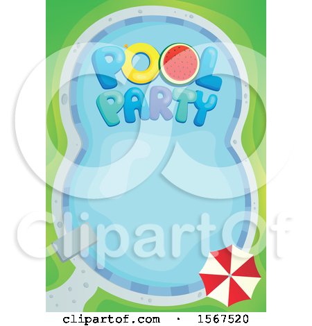 Clipart of a Summer Time Pool Party Design - Royalty Free Vector Illustration by visekart