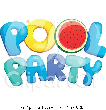 Clipart of a Summer Time Pool Party Design - Royalty Free Vector Illustration by visekart