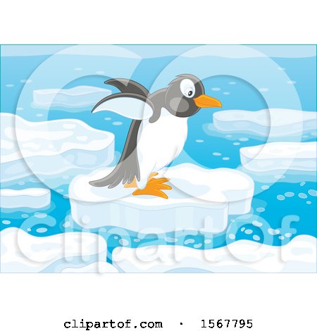 Clipart of a Penguin on an Ice Floe - Royalty Free Vector Illustration by Alex Bannykh