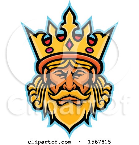 Clipart of a Retro King and Crown Head - Royalty Free Vector Illustration by patrimonio