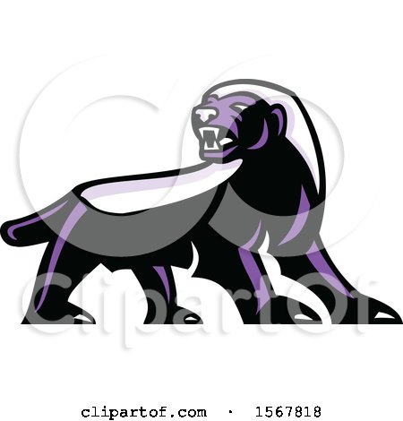 Clipart of a Tough Purple Honey Badger Animal Mascot - Royalty Free Vector Illustration by patrimonio