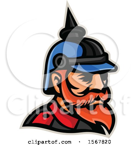 Clipart of a Retro Prussian Officer Mascot Head - Royalty Free Vector Illustration by patrimonio